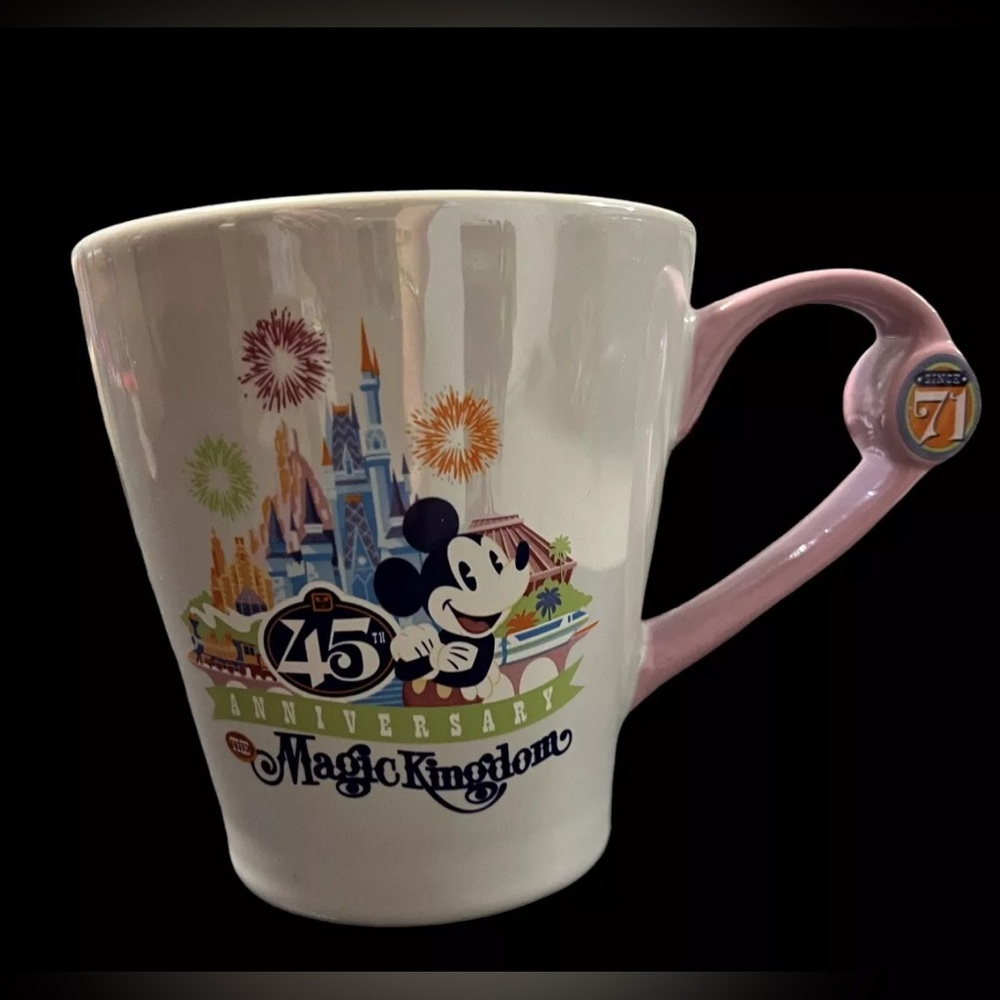 NWT Disney Parks Magic Kingdom 45th Anniversary Mickey Mouse Coffee Mug Pink